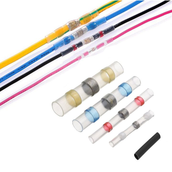 100pcs-heat-shrink-wire-connectors-solder-sleeves-waterproof-fast-butt-terminals-heat-shrink-tube-electrical-cable-splices-electrical-circuitry-parts