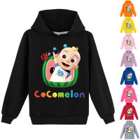 Cocomelon เสื้อฮู้ดแขนยาวผ้าฝ้าย65% + โพลีเอสเตอร์35% ไฟเบอร์100-170ซม. สำหรับเด็กผู้หญิงฤดูใบไม้ร่วงเสื้อผ้าเด็กมีฮู้ดพร้อมกระเป๋ากางเกงเด็กหญิงเด็กชาย0000ชุดกีฬา