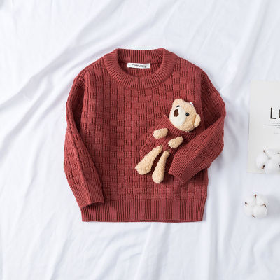 MILANCEL  Autumnnew Kids Sweaters Cartoon Bear Sweater for Boys Girls Knit Pullover