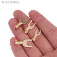 ◘ 100Pcs/Pack 3.2/4.2/5.2/6.2MM U-Shaped Brass Cable Grounding Lug Fork Terminal Pressed Bare Terminal Butt Docking Connector