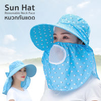 หมวกกันแดด หมวกคลุมหน้า 360องศา sun hat หมวก หมวกกันแดดผู้หญิง หมวกบังแดดป้องกันใบหน้า กันแดดUV ได้ สำหรับ การเดินป่า กลางแจ้ง