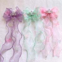 2023 New Korean Sweet Girl Princess Cute Colorful Butterfly Ribbon Hairpin Fashion Children 39;s Mesh Bow Crown Hair Accessories