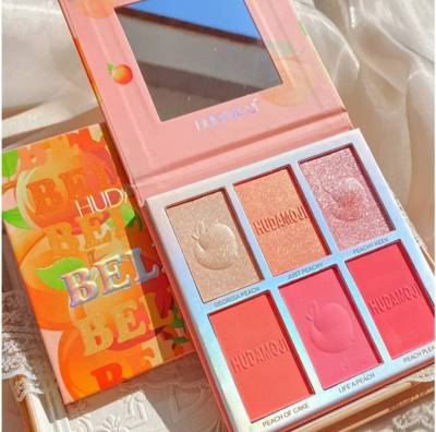 HUDAMOJI PEACH เซ็ตบลัชออน 3 สี+ไฮไลท์วิ้งๆ 3 สี บลัชออนเนื้อแมท 3 สี เนื้อแน่นสีสวยติดทน ไฮไลท์พิกเม้นท์เเน่นเพิ่มมิติให้ผิว