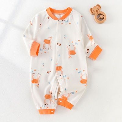 MUJI High quality newborn cotton boneless spring and autumn jumpsuit baby pajamas long-sleeved bottoming shirt romper baby climbing clothes