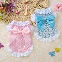 ZZOOI Cat Clothes Dog Wedding Dress Cotton Lace Floral Dress Large Bowknot Pet Dog Dress Summer Clothing For Small Medium Dog Supplies