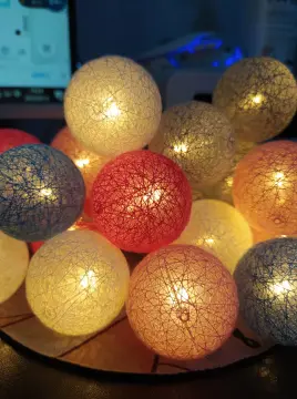 20 LED Cotton Balls String Lights Battery or USB Powered Fairy