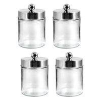 4 Pack Apothecary Jar Canisters Bathroom Vanity Organizer -Holder Storage Organizer Set Countertop Canister