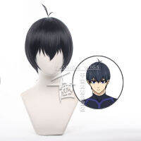 อะนิเมะ BLUE LOCK Isagi Yoichi คอสเพลย์ Wigs ผู้ชายสีดำ32ซม. สั้น Warping คอสเพลย์วิกผมทนความร้อน Halloween