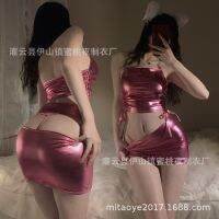 【Hot Sale】 lingerie bright patent leather top hip skirt vibrato net red female anchor sexy suit uniform distribution