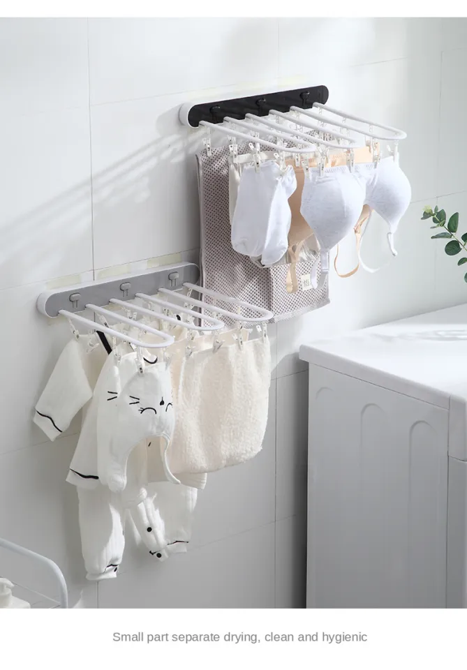 Household Drying Racks Socks Multi-Clips Punch-free Hanging on The Wall  Wall Hanging Folding Balcony