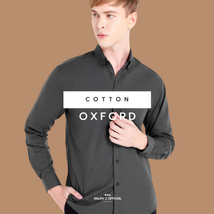 โค้ด12-12dd911-เสื้อเชิ้ตแขนยาวผู้ชาย-oxford-ralph-t-official-เสื้อเชิ้ตผู้ชาย-ทำงาน-เสื้อแขนยาว-shirt-สีขาว-9124