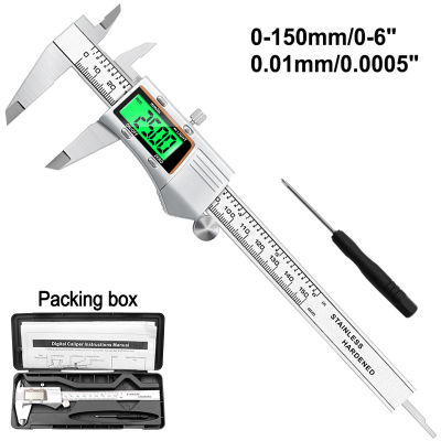 0-150mm vernier caliper stainless steel color LCD digital caliper tool 6 inch depth measurement tool gauge