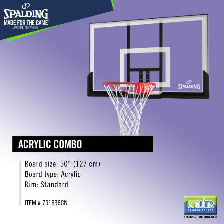 SPALDING 50inch Acrylic Combo Original Backboard and Rim Only, No