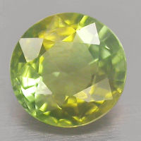 พลอย แท้ ธรรมชาติ ทัวมาลีน 2 สี สะอาด EXTREME! 0.70 CT. BI-COLOR NATURAL ROUND CUT GREEN&amp;YELLOW NIGERIA TOURMALINE