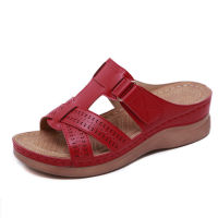 Atikota Women Sandal Retro Light Carved Hollow Wedge Sandals Ladies Buckle Strap Vintage Open Toe Anti-slip Sandal Shoes