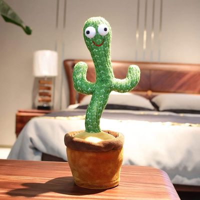 Electric Plush Toy Dancing Music Cactus Singing 120 Songs With Light Twisting Cactus Recording Learning To Speak Toy For Kids