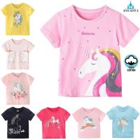 Girls Cotton unicorn Tops Toddler Kids T-Shirt Cute Cartoon Summer Children Kids round neck short sleeves