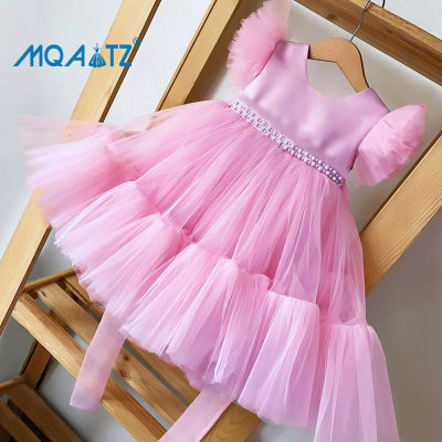 MQATZ Backless Costume Kids Party Clothes Fo Girl Children Beads Princess Dresses Vestido Girls Clothes Bridesmaid Gown 3-10 Years L5293