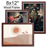 ☾✗ 1PC 8x12inch Reddish-brown Wood Picture Frame A4 21x29.7CM Certificates Photos Poster Frame Retro Photo Frame Wall Decor