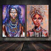 Graffiti Art แอฟริกันสีดำผู้หญิง Turban เครื่องประดับภาพวาดผ้าใบ Wall Art - Tribe ผู้หญิงโปสเตอร์รูปภาพสำหรับตกแต่งบ้าน