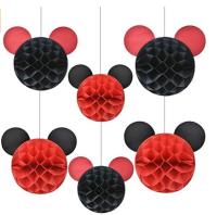 6pcs/lot Minnie Mickey Honeycomb Ball Air Decoration Honeycomb Paper Fan Set Mickey Mouse Birthday Party Decoration Supplies