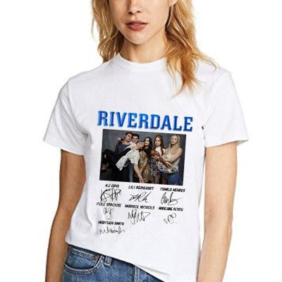 Vogue Loose Riverdale Signature Print Women Tshirt Casual Short Sleeve Fashion T Shirt Women Cotton&amp;Polyester Streetwear White Top Tee  WDUQ