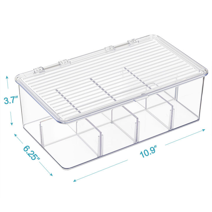 กล่องกระเป๋าเก็บของชาพลาสติก-hji-อุปกรณ์จัดระเบียบโต๊ะประหยัดพื้นที่สำหรับตู้แช่แข็ง