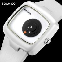 [Aishang watch industry]แฟชั่นผู้หญิงนาฬิกา BOAMIGO แบรนด์สร้างสรรค์สุภาพสตรีควอตซ์นาฬิกาสาวสีขาวยางนาฬิกาข้อมือของขวัญนาฬิกา Relógio Feminino