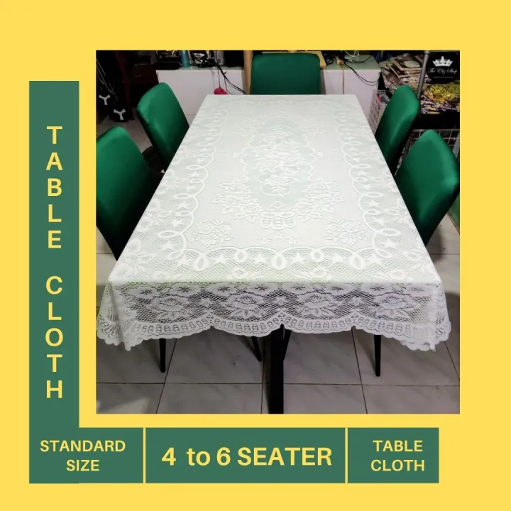 White Lace for 4 Seater to 8 Seaters Table Cloth for Oval Dining Table