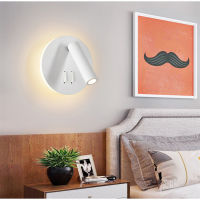 Rotatable LED Wall Lamp Indoor Home Decor Wall Sconce 3W Spotlight and 6W Backlight with Switch Wall Light for Home Lighting