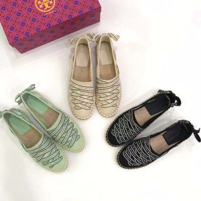 2023 new Tory Burch color matching ribbon bowknot flat shoes casual shoes loafers