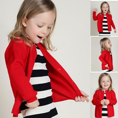 Spring Autumn All Match Children Knitted Cardigan Sweater Baby Boys Girls Sweaters O-Neck Kids Warm Coat Kids Solid Cardigan