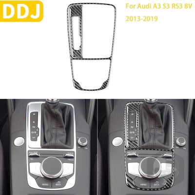 For Audi A3 S3 2013-2019 Car Accessories Interior Carbon Fiber Gear Shift Panel Frame Set Modification Decoration LHD RHD