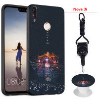 BTS เคสโทรศัพท์สำหรับ Huawei Nova 3i/ P Smart Plus (2019) ซิลิโคนนุ่มกรณีที่มีรูปแบบเดียวกันแหวนและเชือก