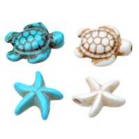 【CW】⊕☸  24pcs/batch Turtle Starfish White/Turquoise Loose Stone Beads for Bracelet/Necklace Jewelry Discovery