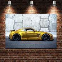 ทองนิสสัน GT R Supercar โปสเตอร์ผ้าพิมพ์ตกแต่งผนังศิลปะผ้าใบจิตรกรรม Unframed