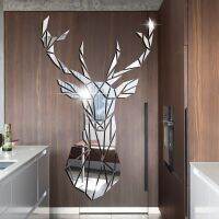 ❃✌❏ 3D Mirror Wall Stickers Acrylic Sticker Big DIY Deer Decorative Mirror Wall Stickers For Kids Room Living Room Home Decor