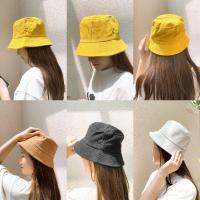 หมวกอเนกประสงค์แฟชั่นเรียบง่ายพับได้สีทึบ Topi Bucket Topi Bucket