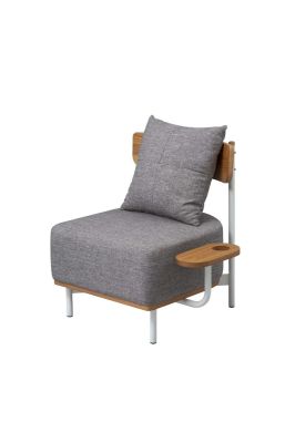 modernform เก้าอี้เลาจน์ หมอนพร้อมที่วางแก้วน้ำ เบาะเทา ขาขาว