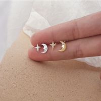 [COD] Gumao asymmetric earrings ins students gentle temperament elegant flashing diamond star moon female