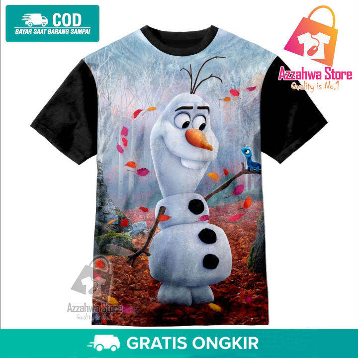 Kaos Anak 3D Baju Anak Happy Snowman Olaf Frozen 2 Pakaian Anak 1-12 ...