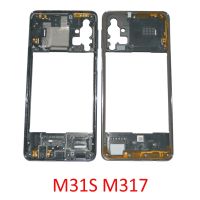 แชสซีโครงตรงกลางเหมาะสำหรับ Samsung Galaxy M31s M317F M317ของแท้โทรศัพท์มือถือใหม่สีดำสีน้ำเงินด้านข้างพร้อมปุ่มปรับระดับเสียง