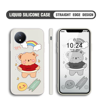 GGK เคสโทรศัพท์หมีการ์ตูนน่ารัก Y02T Y02 Vivo,เคสป้องกันทนแรงกระแทกกล้องคลุมทั้งหมดปลอกซิลิโคนของเหลว  แบบดั้งเดิม