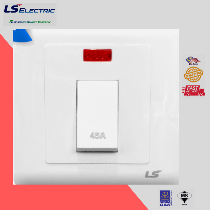 45A DP (double pole )SWITCH WITH NEON INDICATOR 1 Gang 45A Double Pole