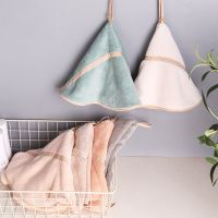 Round Cute Style Hand Towel Soft Coral Velvet Super Absorbent Handkerchief for Bath Polyester Fiber Towels with Hanging Loops