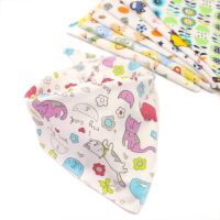 【DT】hot！ Baby Bibs Cotton Infant Bandana for Feeding Soft Cartoon Burp Cloths Buckle Saliva