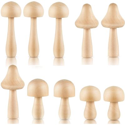 10 Pieces Big Sizes Unfinished Wooden Mushroom Unpainted Wooden Mushroom for Arts and Crafts Projects Decoration