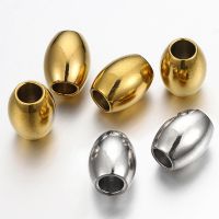 20pcs Stainless Steel Gold Color Oval Cylinder Spacer Loose Bead for DIY Bracelets Necklace Jewelry Making Beads Charm