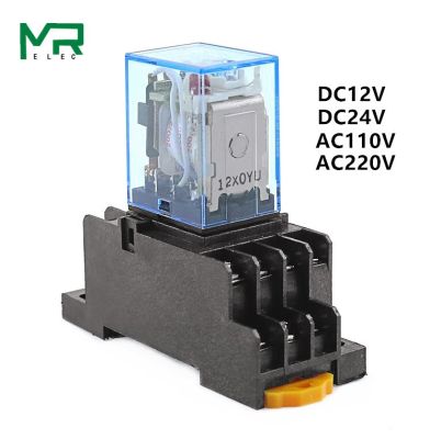 【Worth-Buy】 1ชุด My4nj ขนาดเล็กรีเลย์แม่เหล็กไฟฟ้ารีเลย์ Dc12v Dc24v Ac110v Ac220v 4no 4nc Din Rail 14 Pins ฐาน Mini รีเลย์