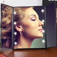 Tri-Fold Makeup Mirror with LED Light Portable Travel Compact Pocket Mirrors Travel Fold Cosmetic Mirror Dropshipping SM Mirrors